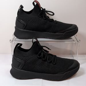 Sleek Black Men's Knit Sneakers